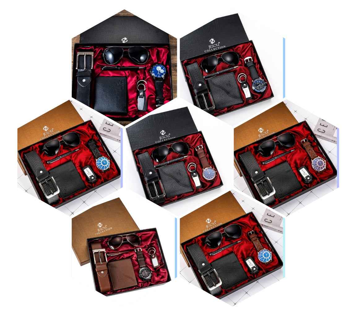 Mens Gift Set: Elegant Watch, Belt, and Wallet for Him - Perfect Men's Gift Set